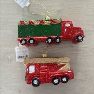 2 Target Wondershop Holiday Trucks Christmas Tree Ornaments Semi Firetruck
